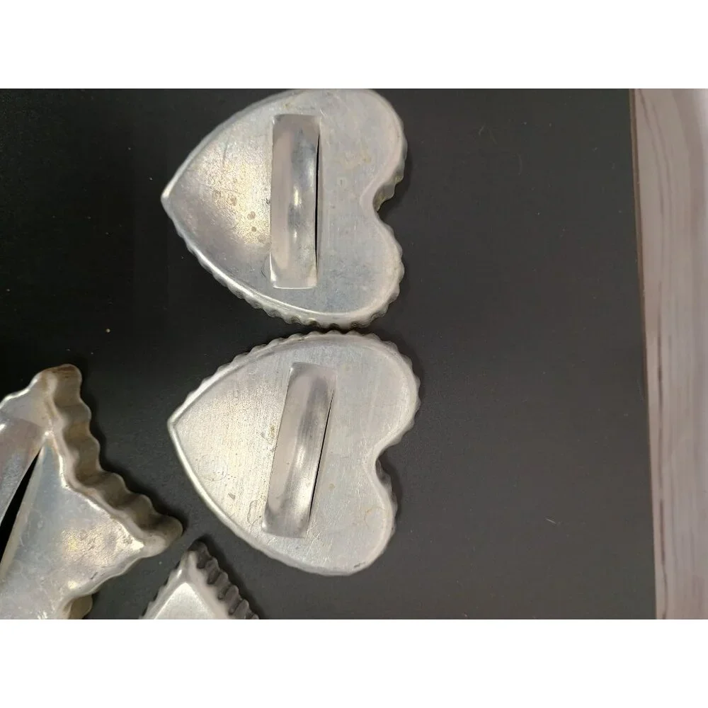 Vintage Aluminum Cookie Cutters Various Shapes Set‎ Of 12 Heart Star Tree Circle
